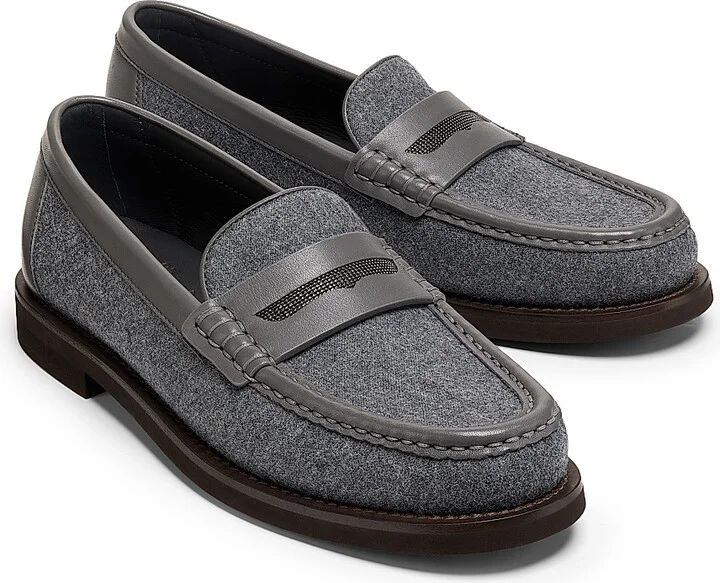 Women's Virgin Wool Penny Loafers - Mid Grey - Size 6 - Image 2