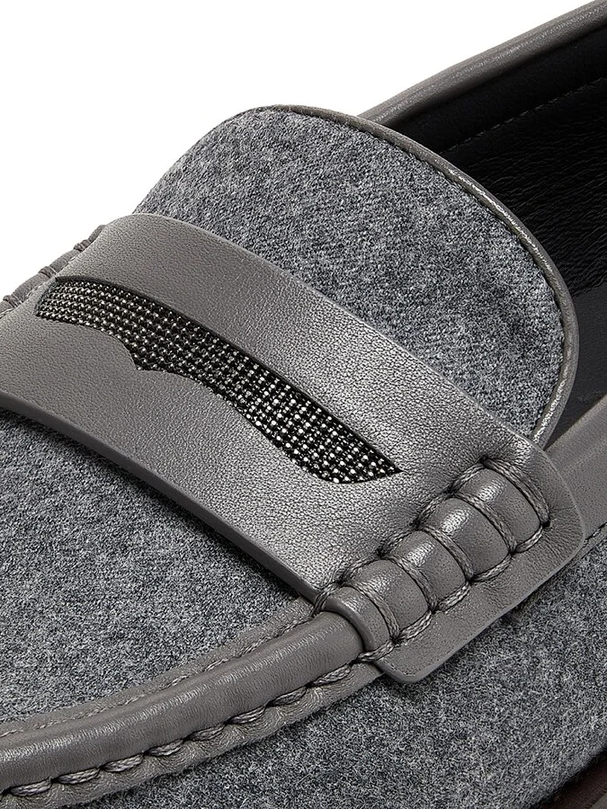 Women's Virgin Wool Penny Loafers - Mid Grey - Size 6 - Image 6