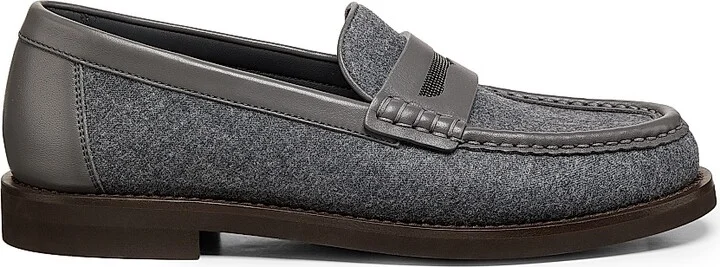 Women's Virgin Wool Penny Loafers - Mid Grey - Size 6