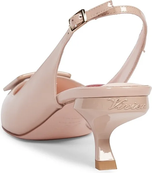 Women's Virgule 55MM Patent Leather Slingback Pumps - Beige - Size 6 - Image 3