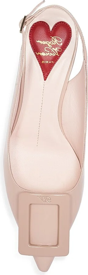 Women's Virgule 55MM Patent Leather Slingback Pumps - Beige - Size 6 - Image 5