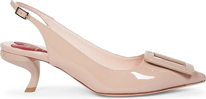 Women's Virgule 55MM Patent Leather Slingback Pumps - Beige - Size 6