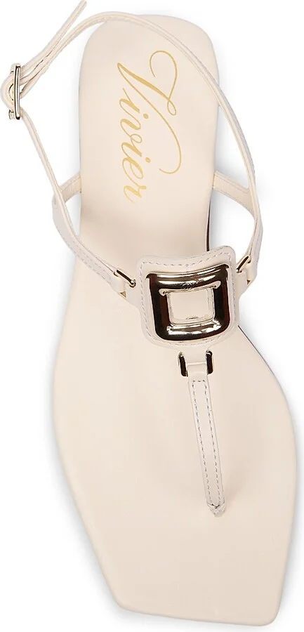 Women's Viv By The Sea Embellished Leather T-Strap Sandals - Natural - Size 6 - Image 4
