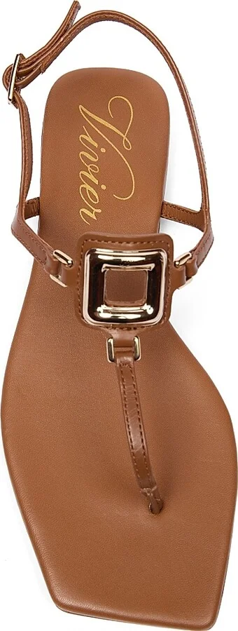 Women's Viv By The Sea Embellished Leather T-Strap Sandals - Natural - Size 6 - Image 8