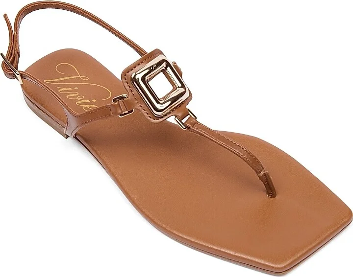 Women's Viv By The Sea Embellished Leather T-Strap Sandals - Natural - Size 6 - Image 9
