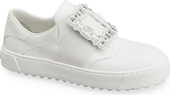 Women's Viv Golf Embellished-Buckle Slip-On Sneakers - Bianco - Size 5.5 - Image 2
