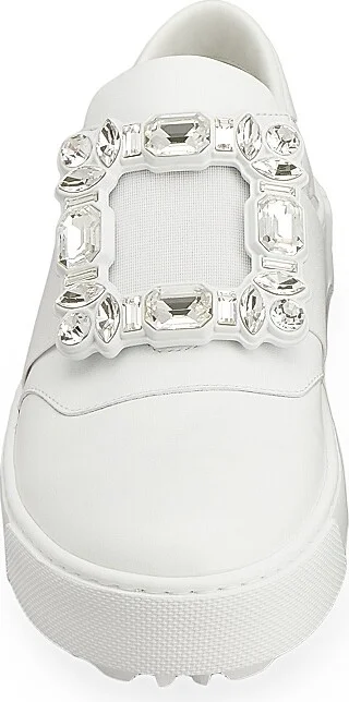 Women's Viv Golf Embellished-Buckle Slip-On Sneakers - Bianco - Size 5.5 - Image 4