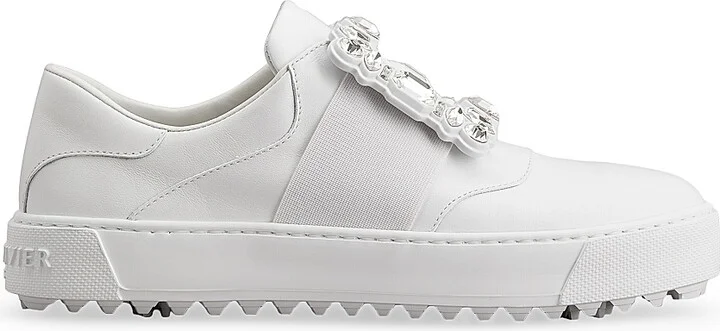 Women's Viv Golf Embellished-Buckle Slip-On Sneakers - Bianco - Size 5.5