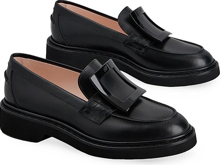 Women's Viv Rangers Covered Buckle Leather Loafers - Nero - Size 5.5 - Image 2