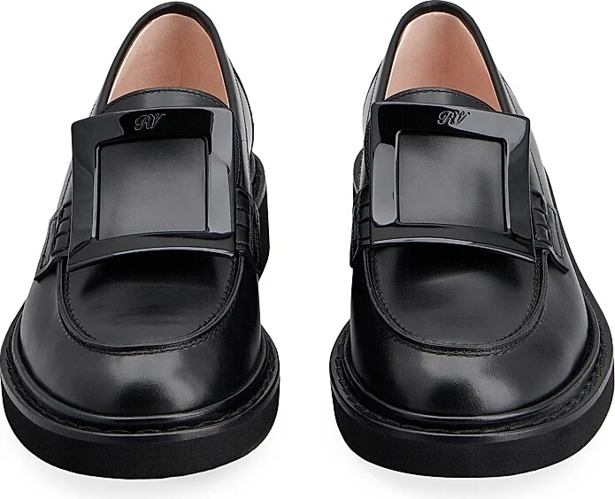 Women's Viv Rangers Covered Buckle Leather Loafers - Nero - Size 5.5 - Image 5