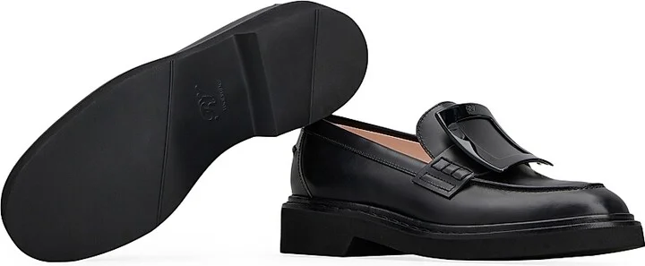 Women's Viv Rangers Covered Buckle Leather Loafers - Nero - Size 5.5 - Image 6