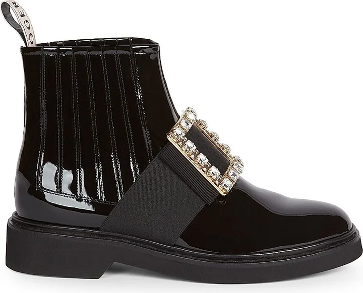 Women's Viv Rangers Strass Patent Leather Chelsea Boots - Nero - Size 5
