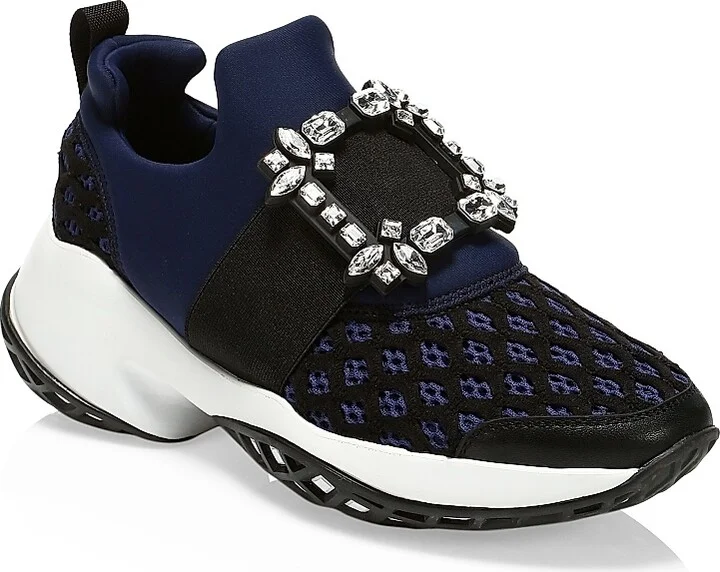Women's Viv Run Strass Buckle Sneakers - Navy Black - Size 5 - Image 2