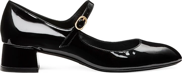 Women's Vivienne 35MM Leather Mary Jane Pumps - Black - Size 5