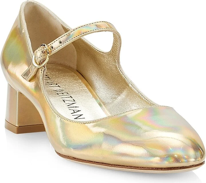 Women's Vivienne 35MM Metallic Leather Mary Jane Pumps - Platino - Size 6.5 - Image 2
