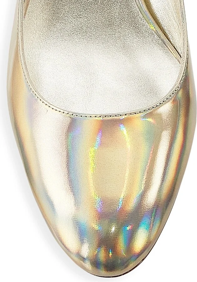 Women's Vivienne 35MM Metallic Leather Mary Jane Pumps - Platino - Size 6.5 - Image 4