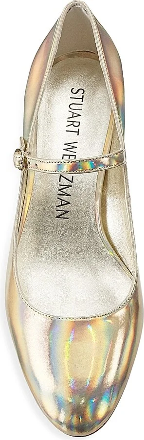Women's Vivienne 35MM Metallic Leather Mary Jane Pumps - Platino - Size 6.5 - Image 5