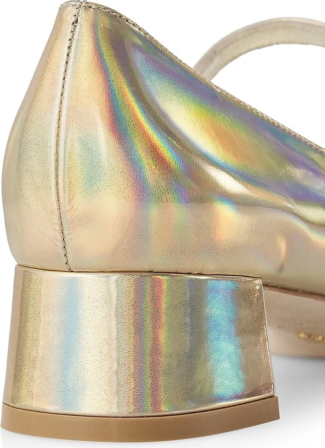 Women's Vivienne 35MM Metallic Leather Mary Jane Pumps - Platino - Size 6.5 - Image 6
