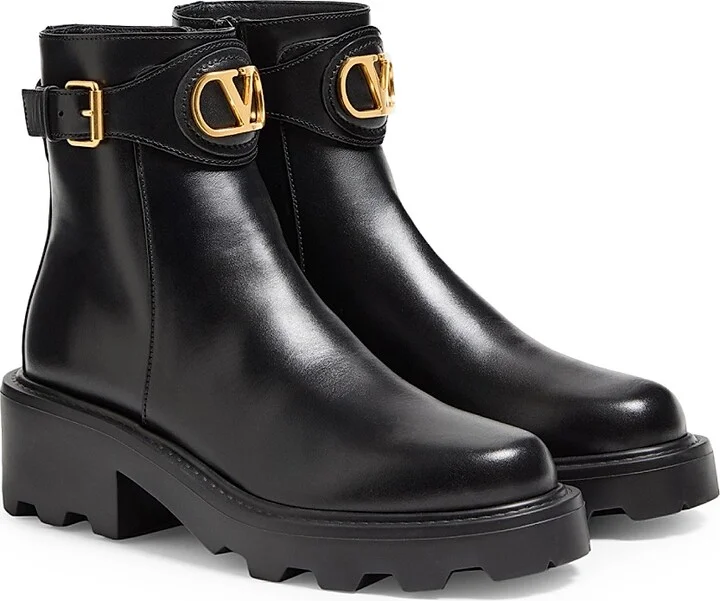 Women's VLogo 55MM Signature Calfskin Ankle Boots - Black - Size 7 - Image 2
