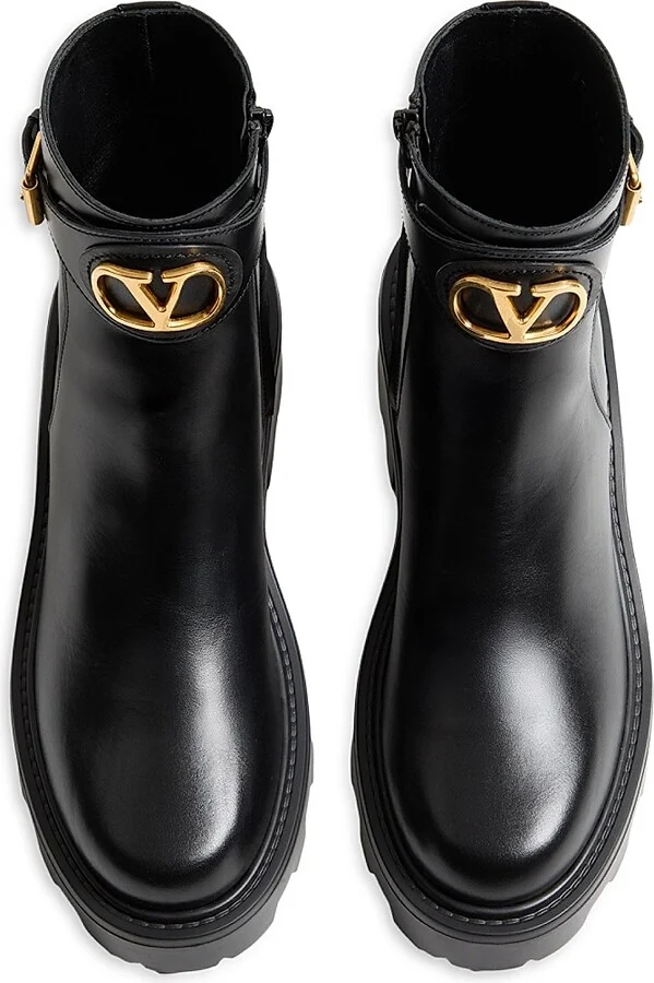 Women's VLogo 55MM Signature Calfskin Ankle Boots - Black - Size 7 - Image 4