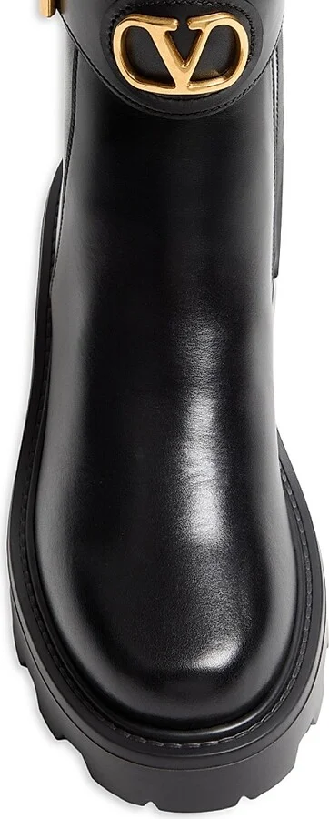 Women's VLogo 55MM Signature Calfskin Ankle Boots - Black - Size 7 - Image 5