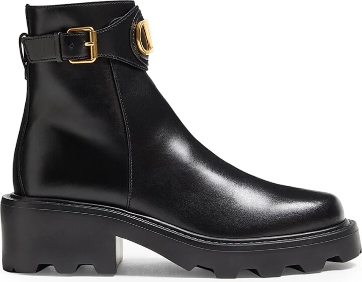 Women's VLogo 55MM Signature Calfskin Ankle Boots - Black - Size 7