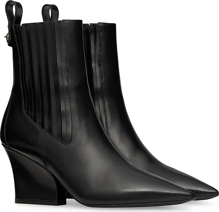 Women's VLogo 75MM Lockette Beatle in Brushed Calfskin Boots - Black - Size 7 - Image 2