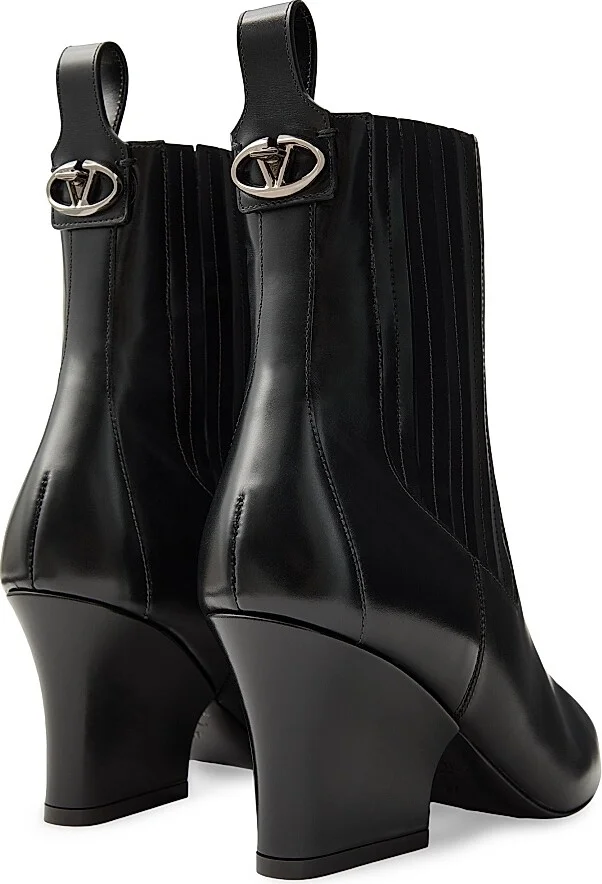 Women's VLogo 75MM Lockette Beatle in Brushed Calfskin Boots - Black - Size 7 - Image 5