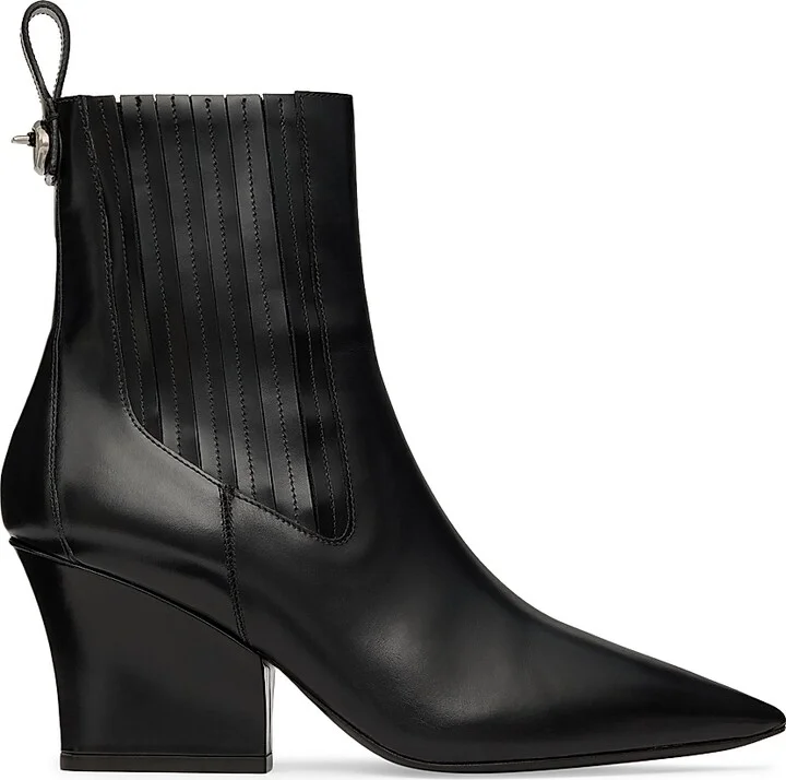 Women's VLogo 75MM Lockette Beatle in Brushed Calfskin Boots - Black - Size 7