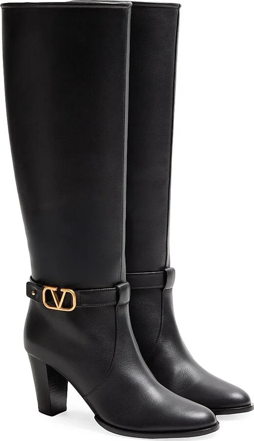 Women's VLogo 75MM Signature Calfskin Boots - Black - Size 6 - Image 2