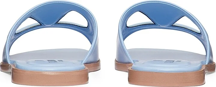 Women's VLogo Cut-Out Calfskin Slide Sandals - Azure Antique Brass - Size 7 - Image 3
