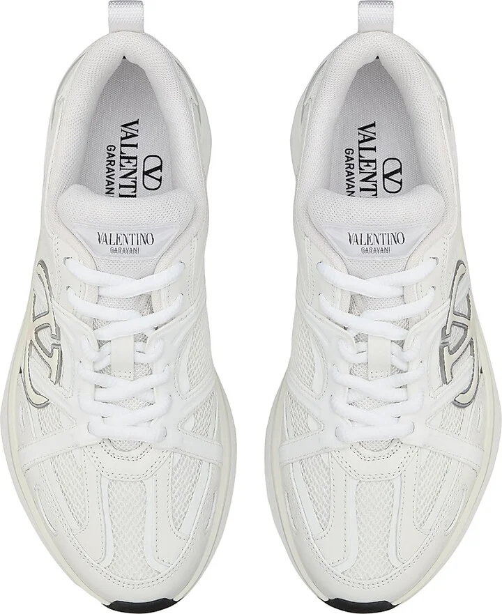 Women's VLogo Easyjog Calfskin and Fabric Sneakers - White Multi - Size 6 - Image 4