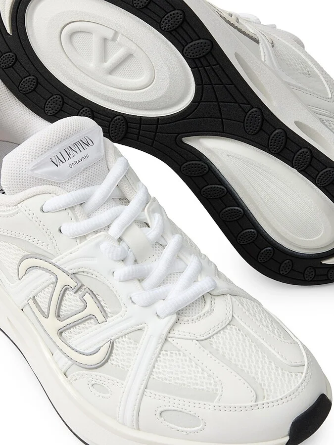 Women's VLogo Easyjog Calfskin and Fabric Sneakers - White Multi - Size 6 - Image 5