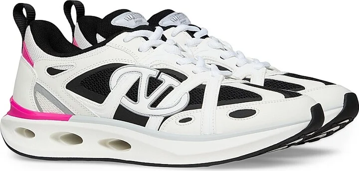 Women's VLogo Easyjog Calfskin and Fabric Sneakers - White Multi - Size 6 - Image 7