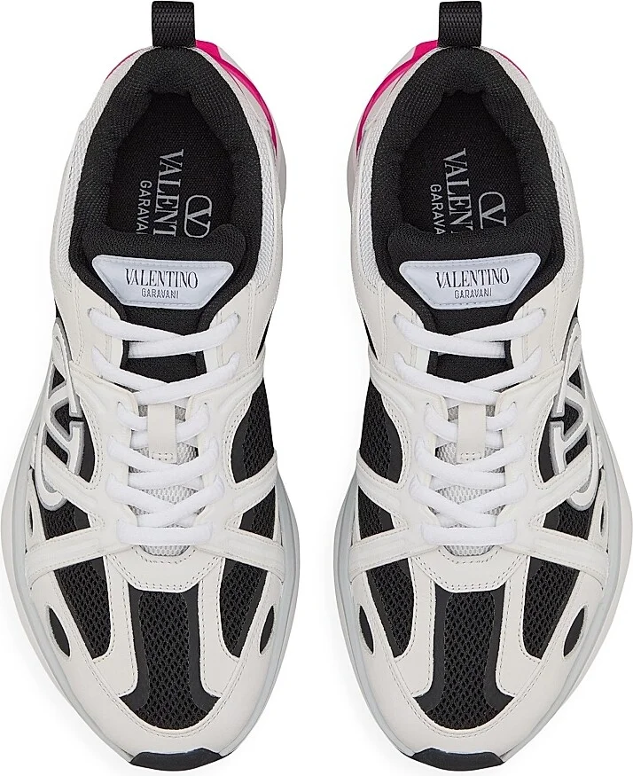 Women's VLogo Easyjog Calfskin and Fabric Sneakers - White Multi - Size 6 - Image 9