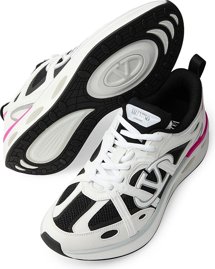 Women's VLogo Easyjog Calfskin and Fabric Sneakers - White Multi - Size 6 - Image 10