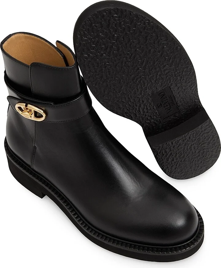 Women's VLogo Locker 40MM Calfskin Ankle Boots - Black - Size 6.5 - Image 5