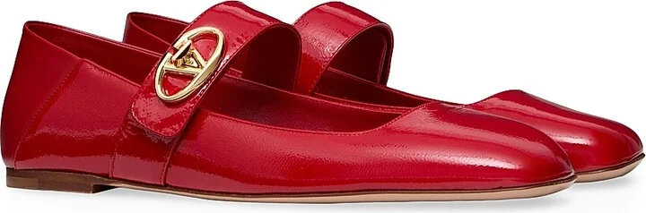 Women's VLogo Locker Mary Jane Ballerina Flats in Naplack - Rosso Valentino Red - Size 6 - Image 2
