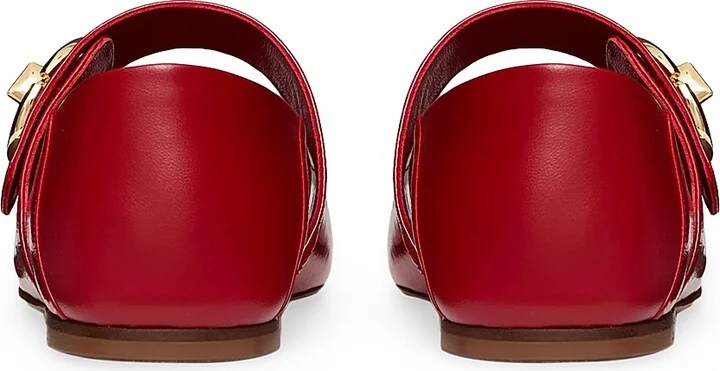 Women's VLogo Locker Mary Jane Ballerina Flats in Naplack - Rosso Valentino Red - Size 6 - Image 3