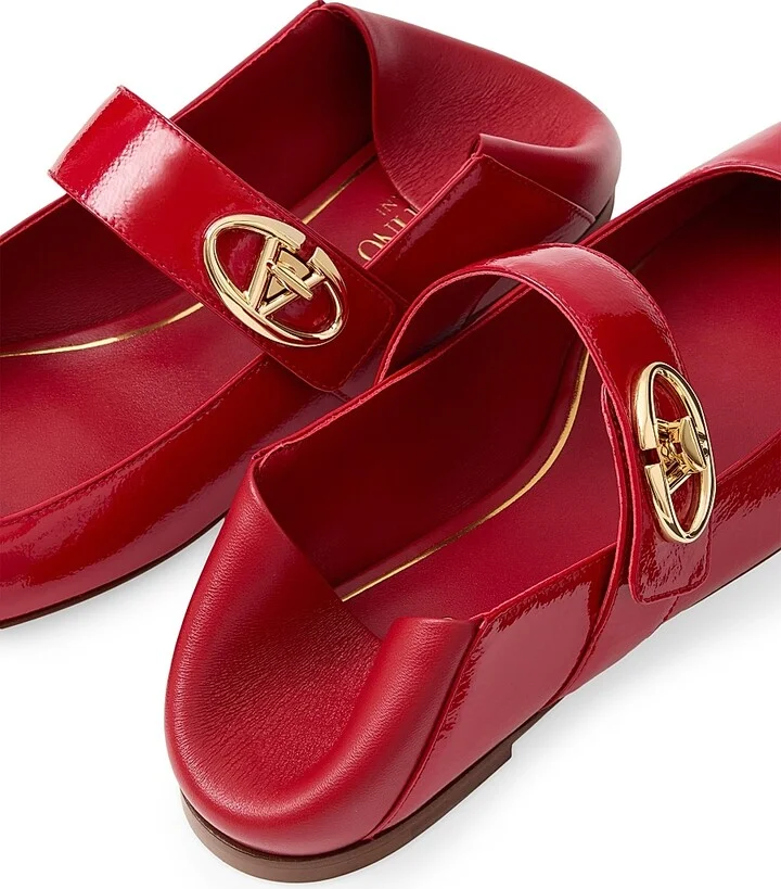 Women's VLogo Locker Mary Jane Ballerina Flats in Naplack - Rosso Valentino Red - Size 6 - Image 5