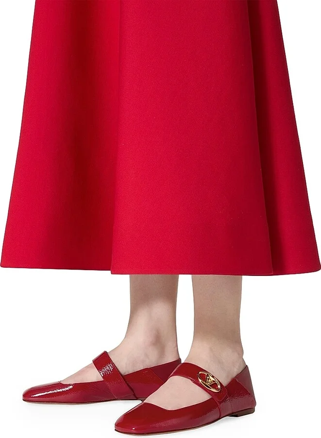 Women's VLogo Locker Mary Jane Ballerina Flats in Naplack - Rosso Valentino Red - Size 6 - Image 7