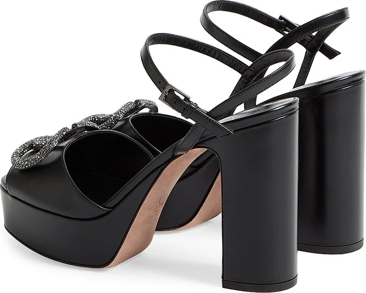Women's VLogo Signature 115MM Platform Sandals in Calfskin - Black - Size 7 - Image 4