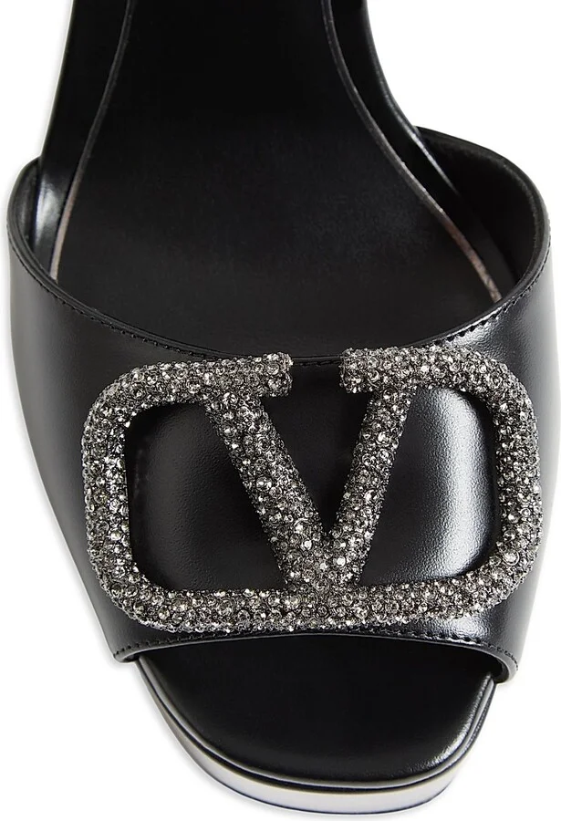Women's VLogo Signature 115MM Platform Sandals in Calfskin - Black - Size 7 - Image 5