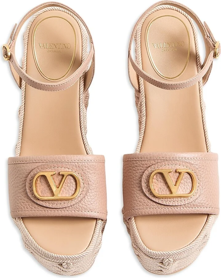 Women's VLogo Signature 120MM Wedge Sandals in Calfskin - Rose Cannelle - Size 7 - Image 2