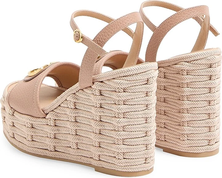 Women's VLogo Signature 120MM Wedge Sandals in Calfskin - Rose Cannelle - Size 7 - Image 3