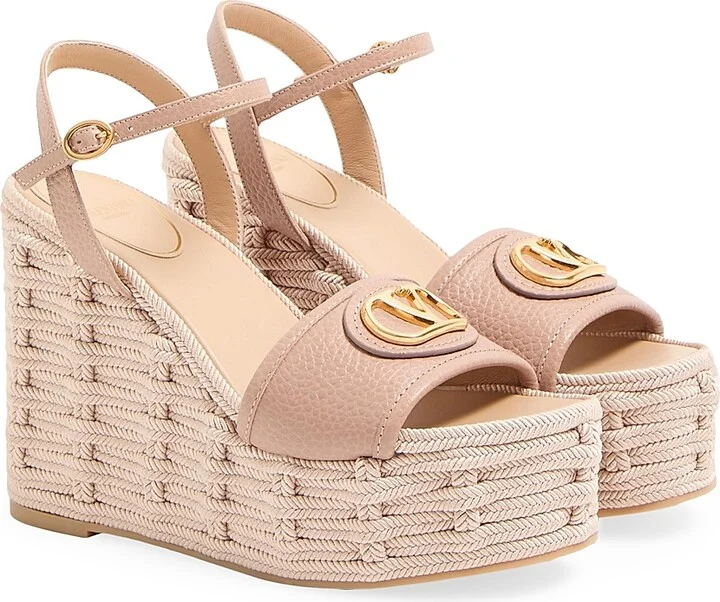Women's VLogo Signature 120MM Wedge Sandals in Calfskin - Rose Cannelle - Size 7 - Image 4