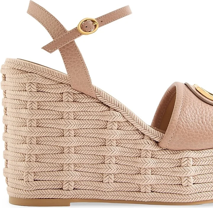 Women's VLogo Signature 120MM Wedge Sandals in Calfskin - Rose Cannelle - Size 7 - Image 5