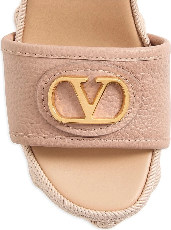 Women's VLogo Signature 120MM Wedge Sandals in Calfskin - Rose Cannelle - Size 7 - Image 6