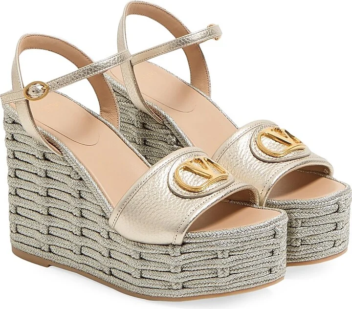 Women's VLogo Signature 120MM Wedge Sandals in Calfskin - Rose Cannelle - Size 7 - Image 7