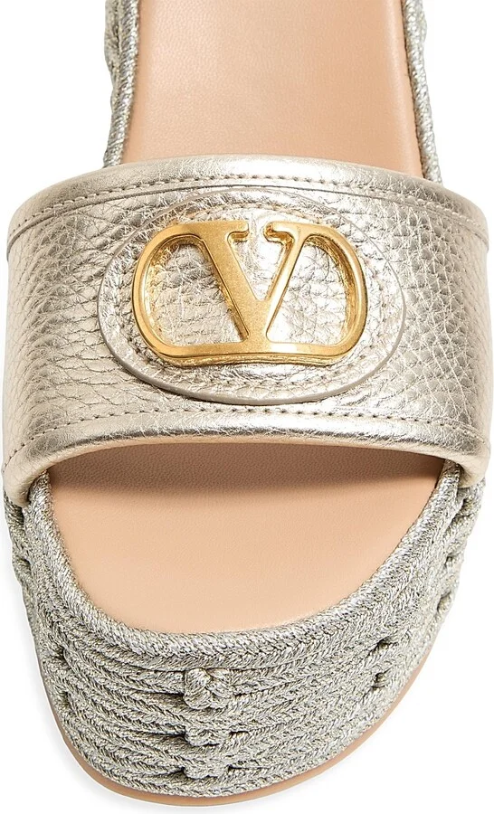 Women's VLogo Signature 120MM Wedge Sandals in Calfskin - Rose Cannelle - Size 7 - Image 8